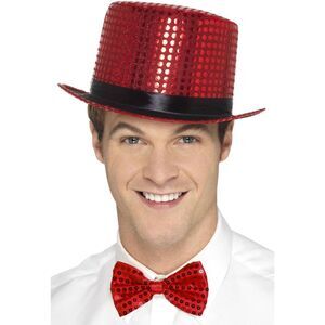Smiffys Sequin Top Hat / Red